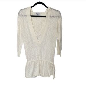 Columbia Sportswear Womens Hoodie Sweatshirt Pullover VNeck Lightweight White LG